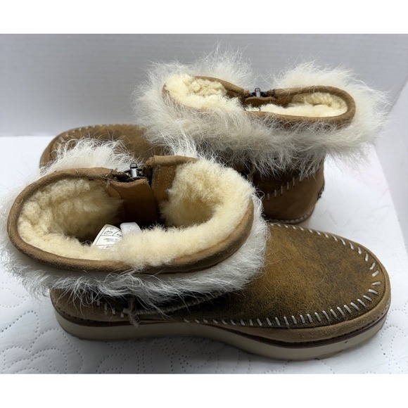 UGG Fluff Punk Womens Ankle Boots Chestnut Suede Toscana Sheepskin Size 8 - Picture 7 of 12